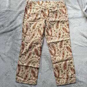 Express Capri Pants Womens 7 8 Pink Paisley Boho Stretch Y2K Zip Front
